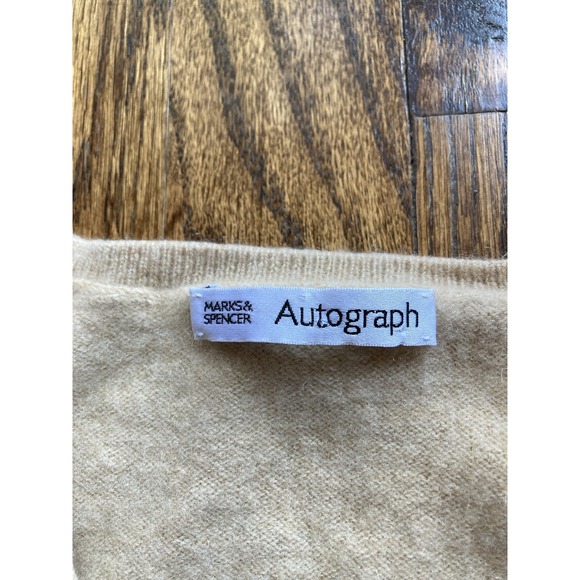 Autograph Marks & Spencer Sweater Womens Medium 100% Cashmere V Neck Beige - Picture 5 of 11